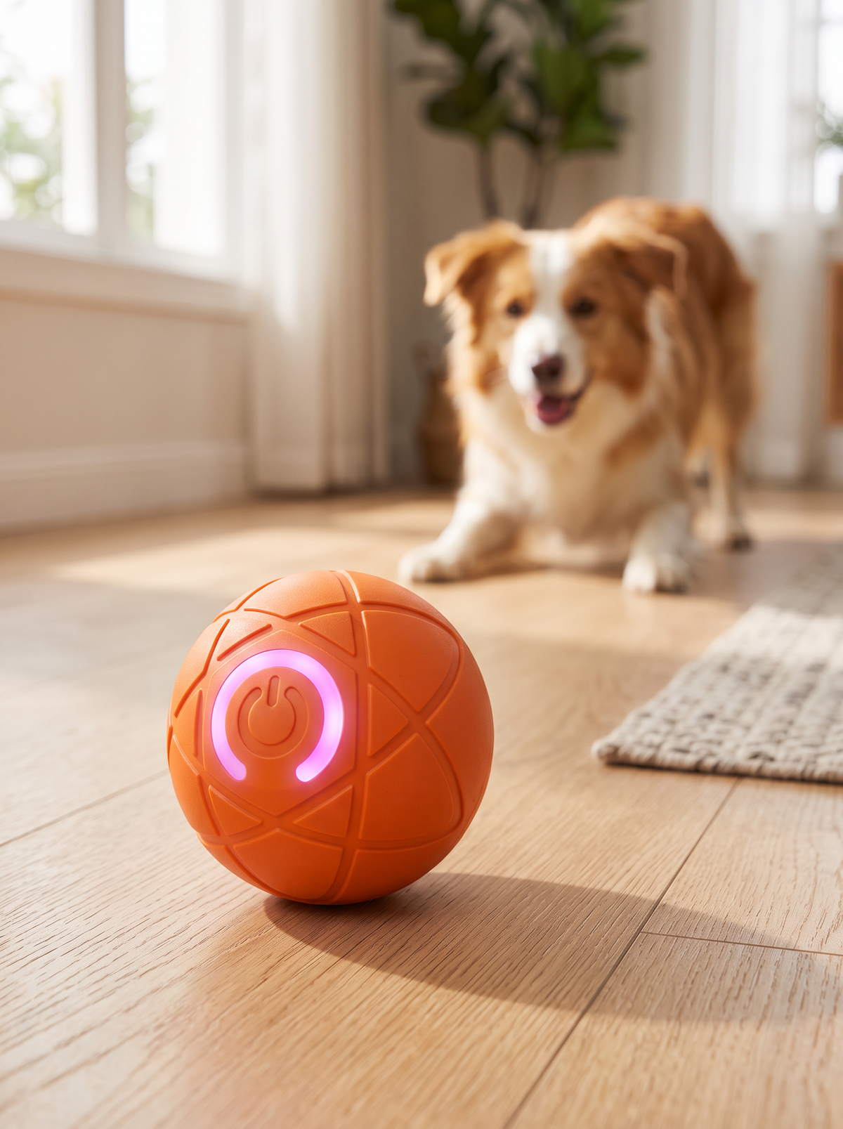 Orange self moving dog ball