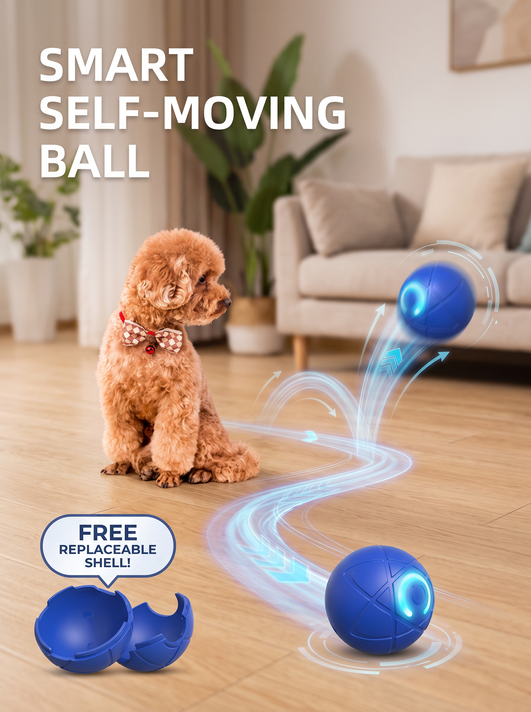 Interactive self-moving dog ball